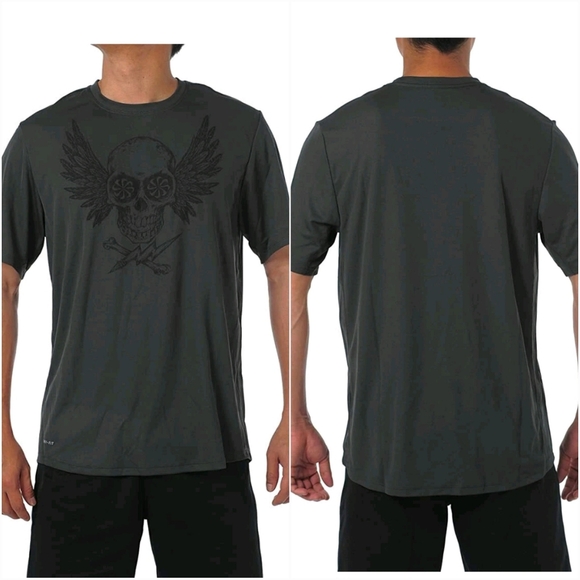 Nike Dri Fit Challenger Skull Shirt Medium Running Gray - Picture 1 of 12